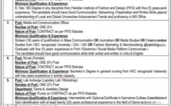 Pakistan Institute of Fashion and Design PIFD Jobs 2024