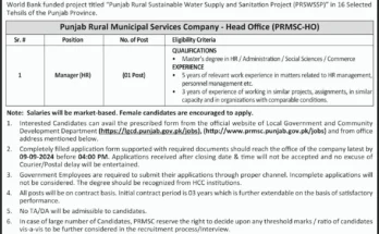 PRMSC Jobs 2024 Punjab Rural Municipal Services Company