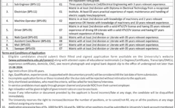 Shuhada E APS University Of Technology Nowshera Jobs 2024